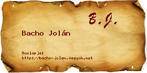 Bacho Jolán névjegykártya